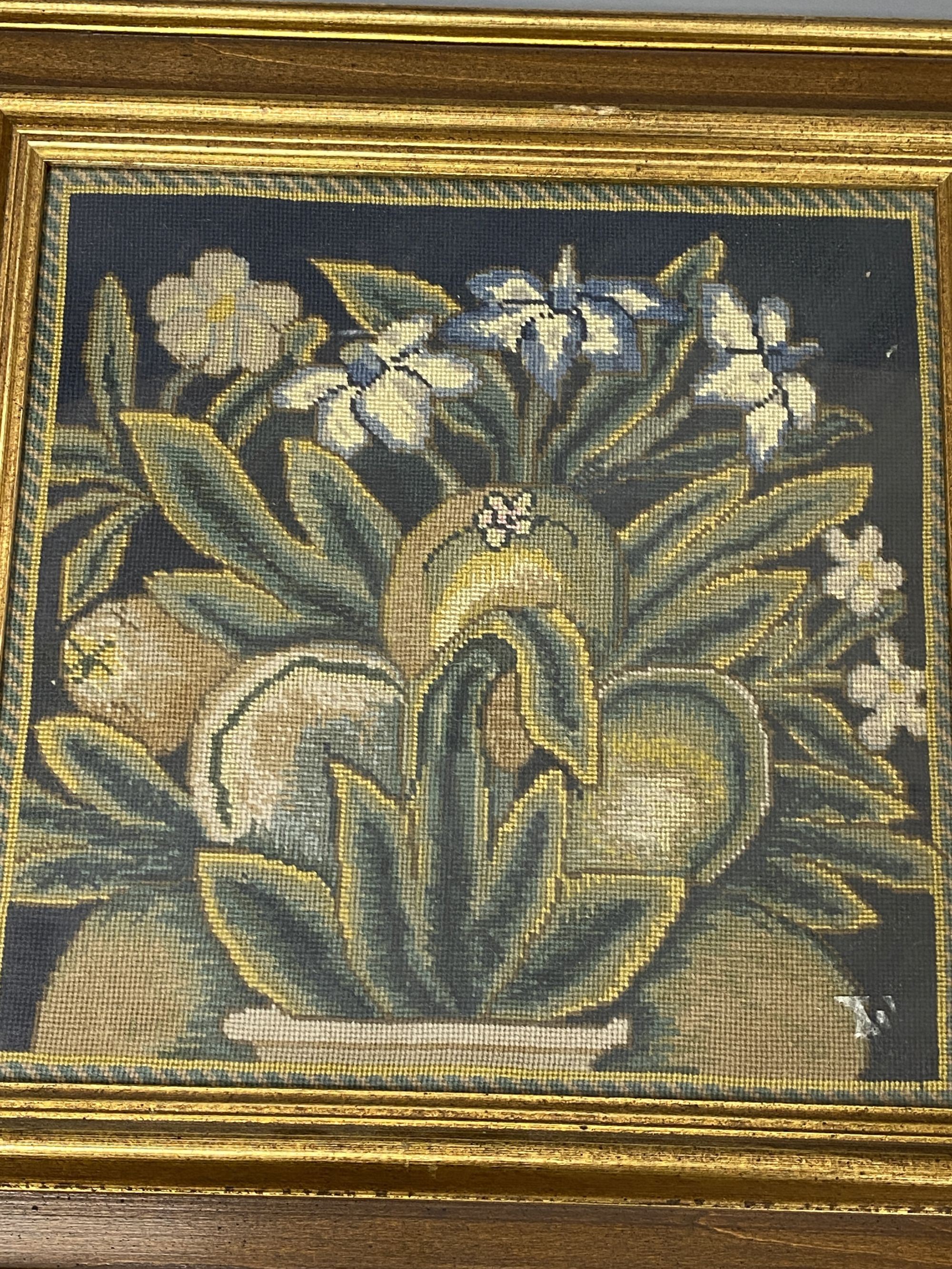 A 19th century petit point floral panel